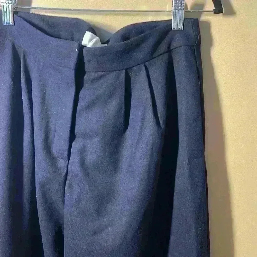 Sage brand Navy wool pleat front trousers - Picture 3 of 3